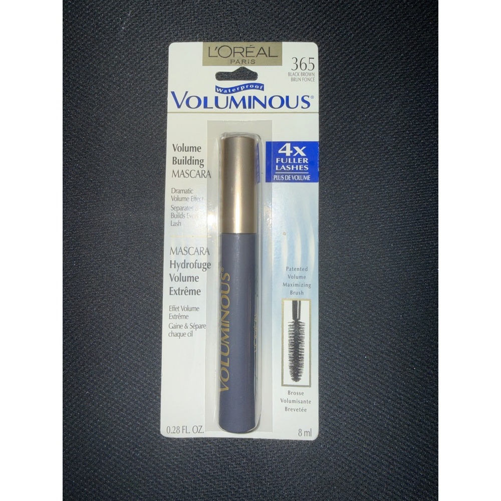 L'Oreal Paris Voluminous Waterproof Mascara 365 Black Brown 0.28 fl oz NEW